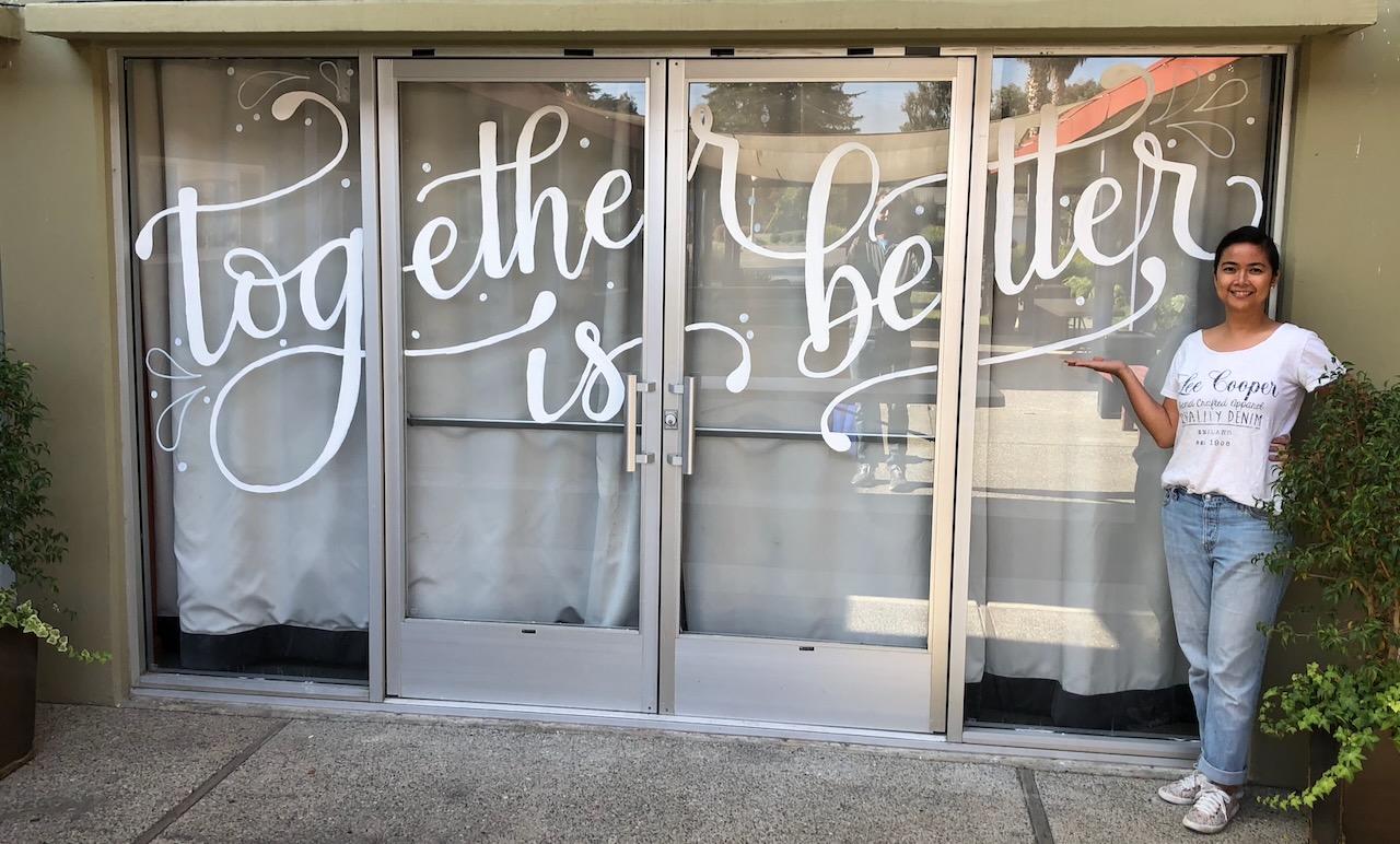 Together is better - window calligraphy